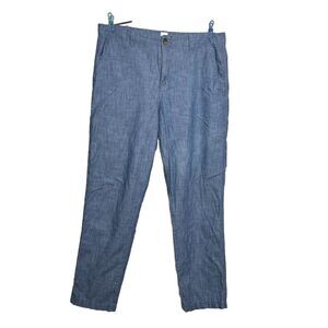 Gap Girlfriend Soft Chambray Cotton Straight Leg Ankle Pants Blue Womens 8 light